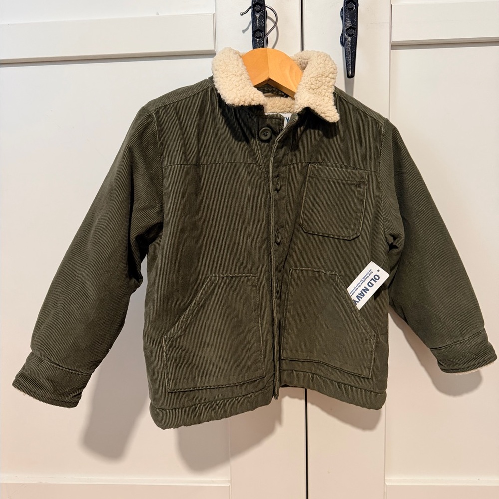 NWT Olive Green Corduroy and Sherpa lined Boys Jacket